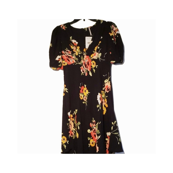 NWT Free People Neon Garden Mini Dress Black Floral Size 2 (Fits 4) - Picture 4 of 4